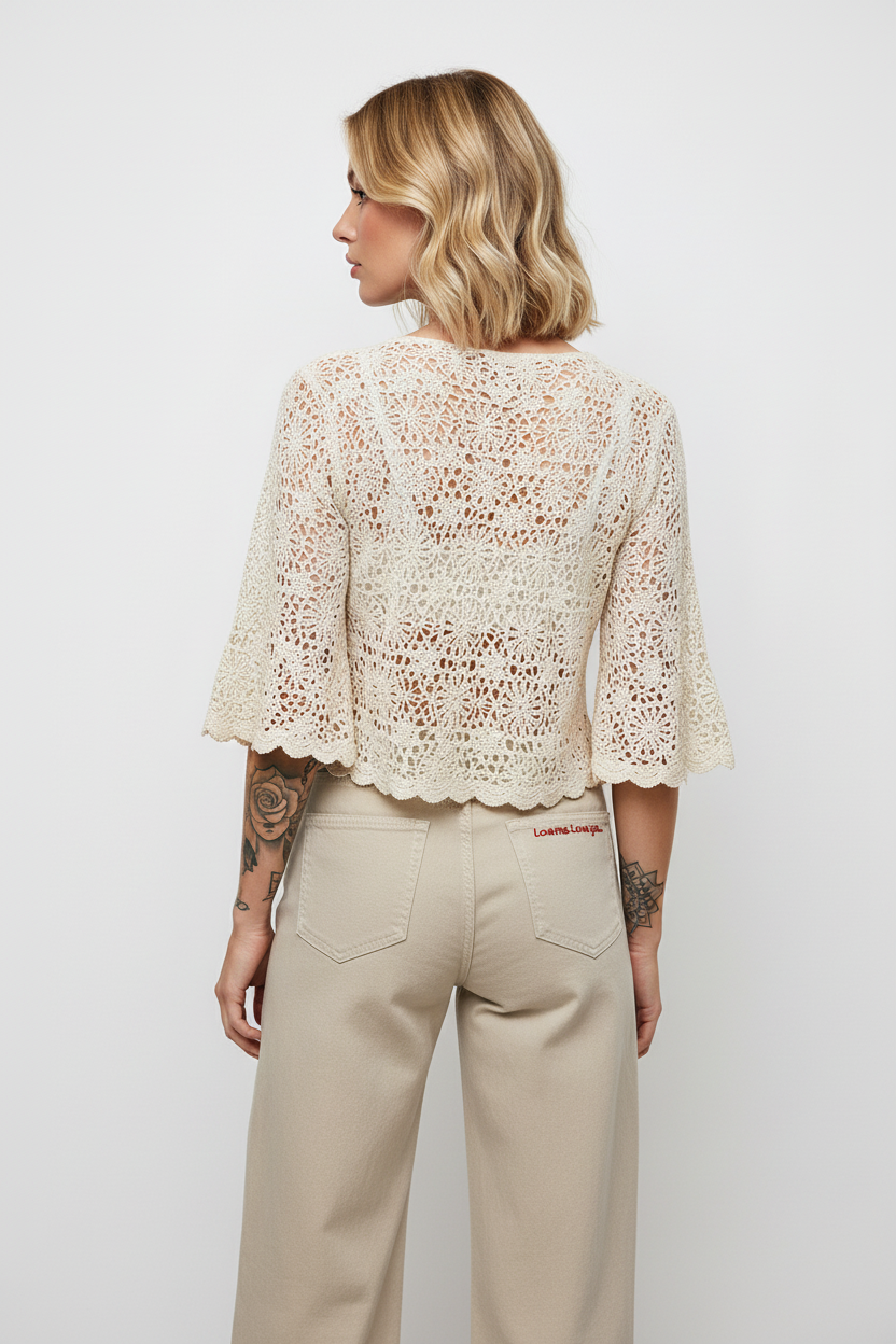 Beige vida jeans bakifrån