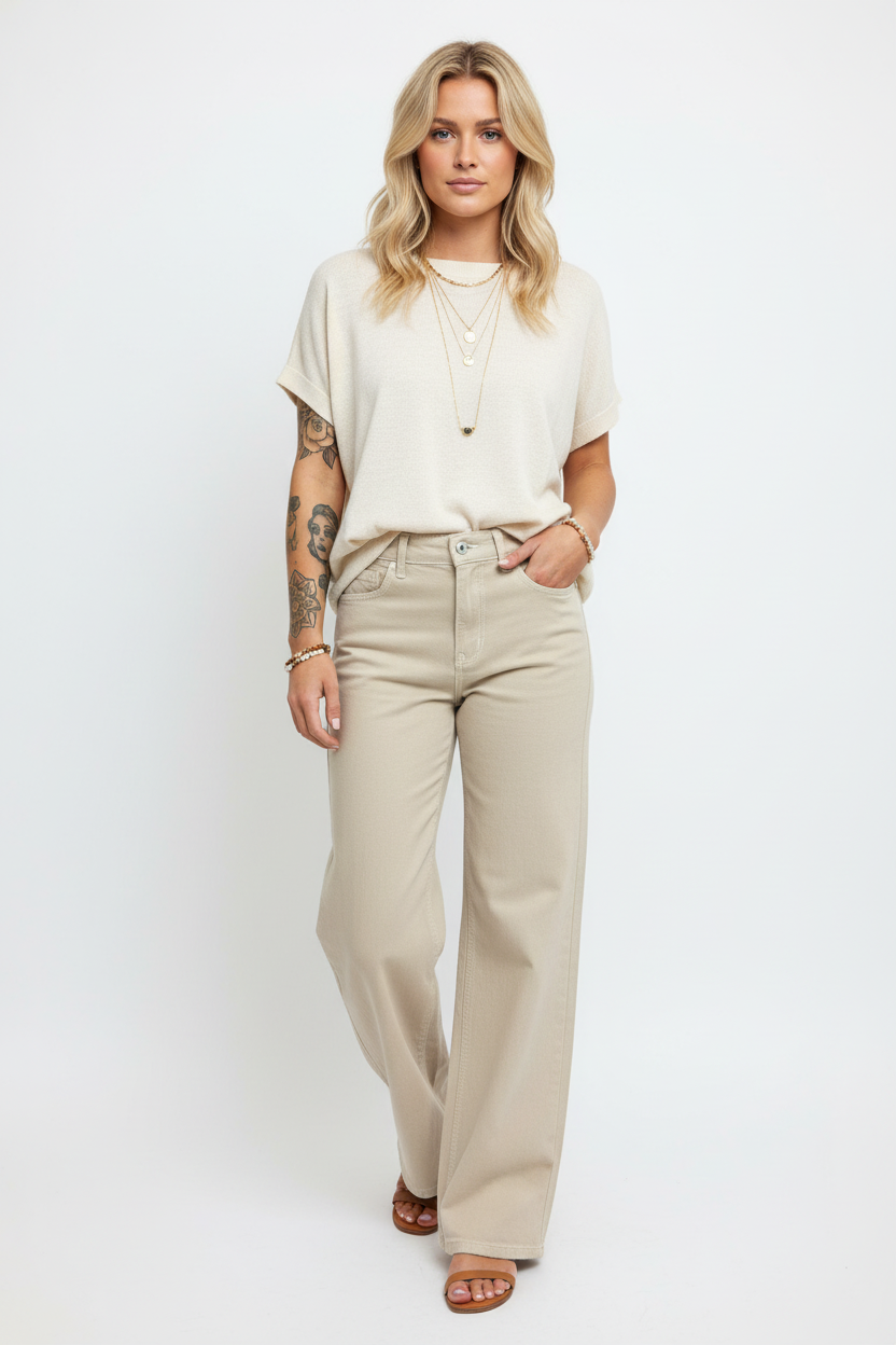 Beige vida jeans modellbild