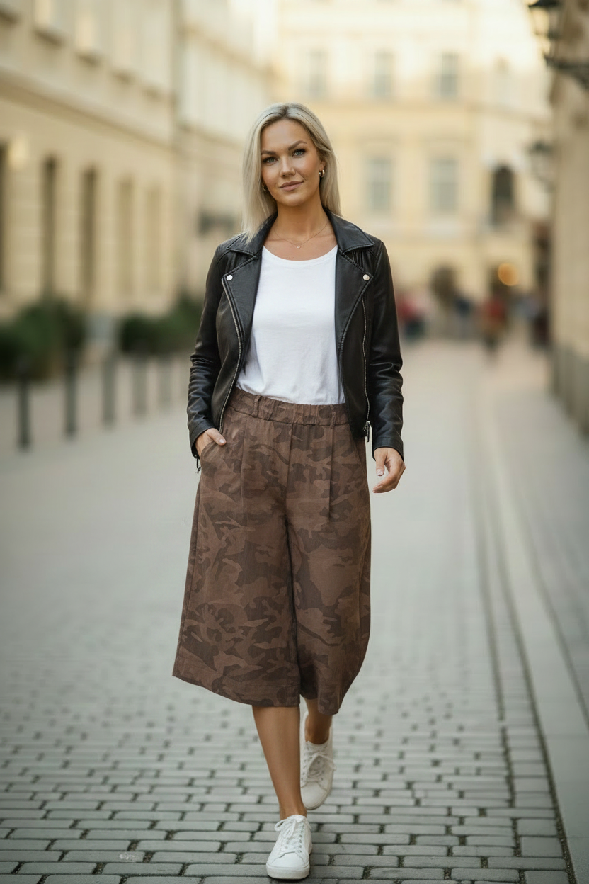 Brun camo shorts skinnjacka