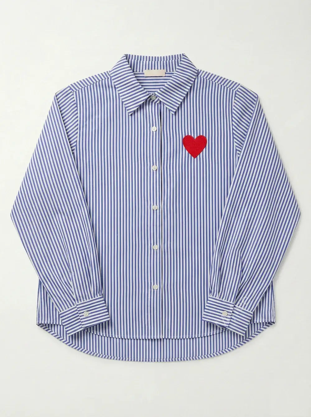 Randig Skjorta Peace And Love - Blå/Vit med Hjärtbroderi