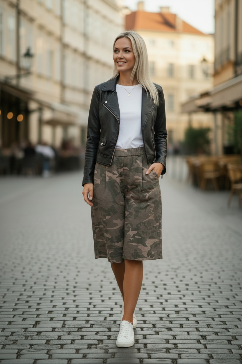 Camo shorts skinnjacka
