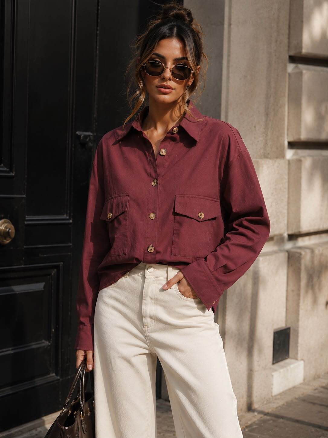 Bordeaux Crop Shirt – Kortskuren Skjorta