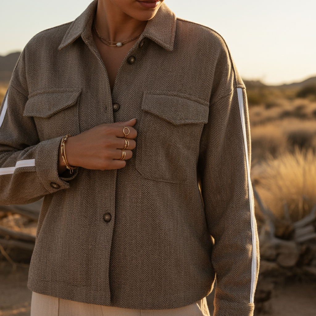 Close-up på herringbone-mönster och detaljer