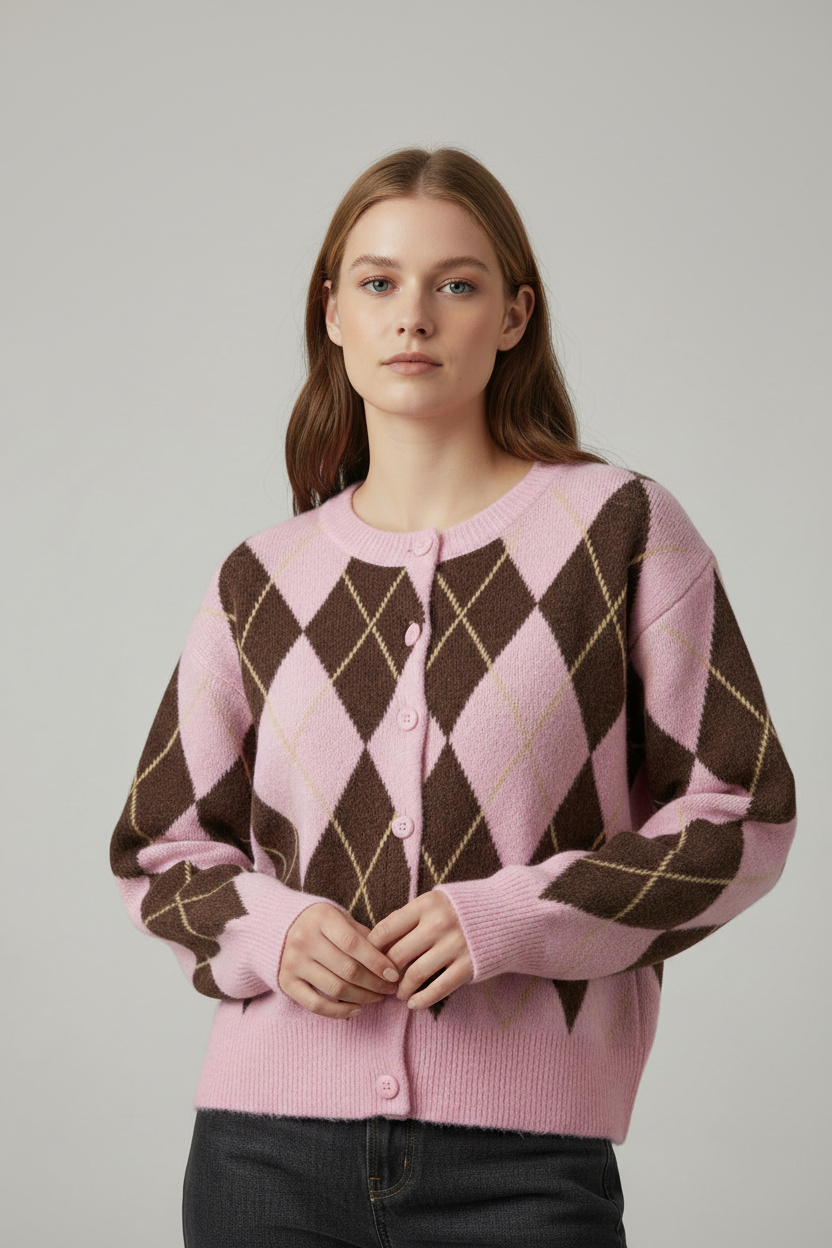 Detaljbild argyle-kofta