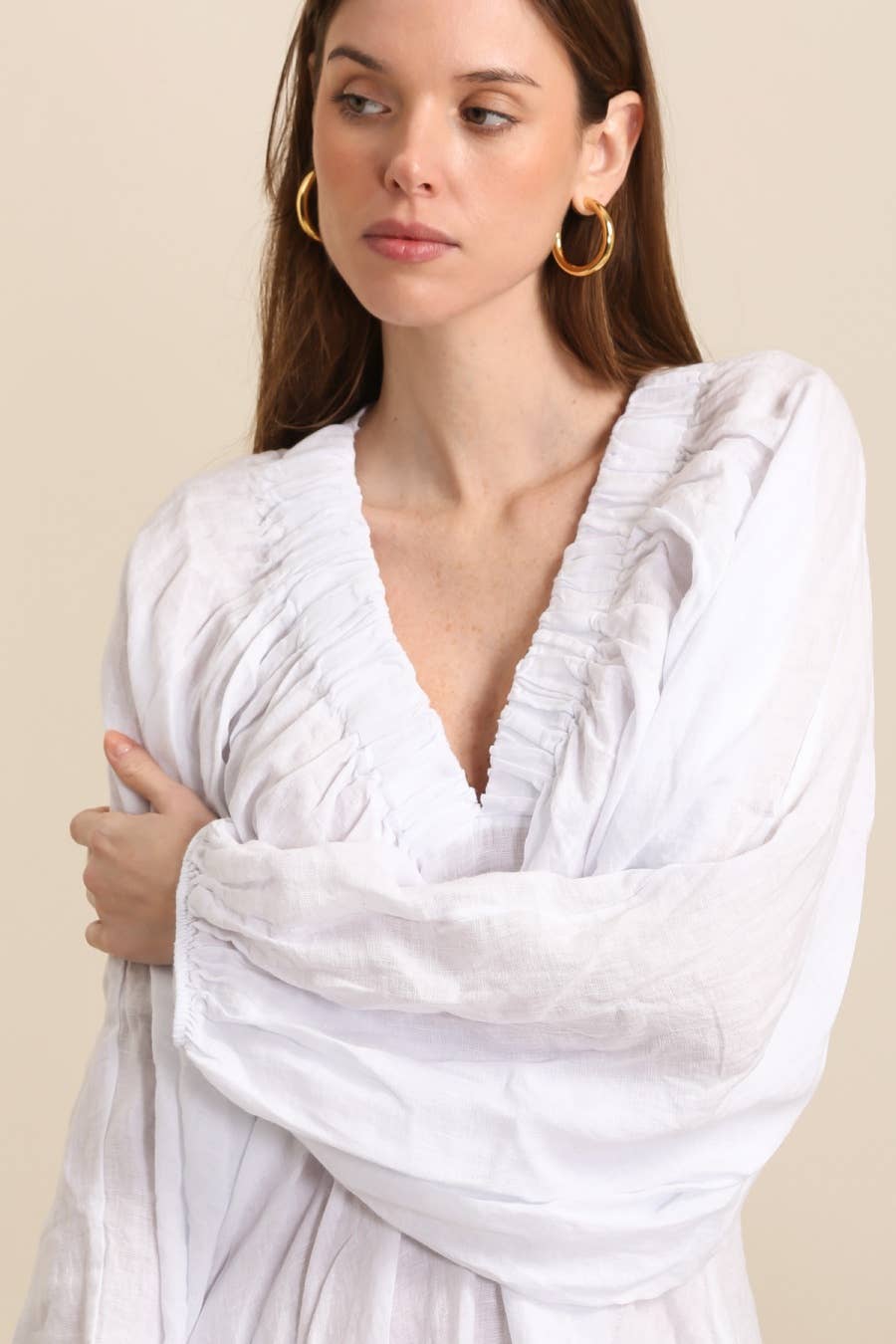 Elva linen dress 100% linne REF.- Vit