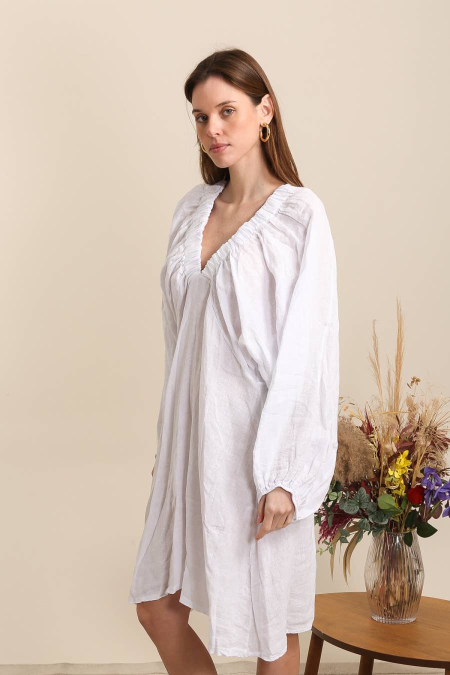 Elva linen dress 100% linne REF.- Vit