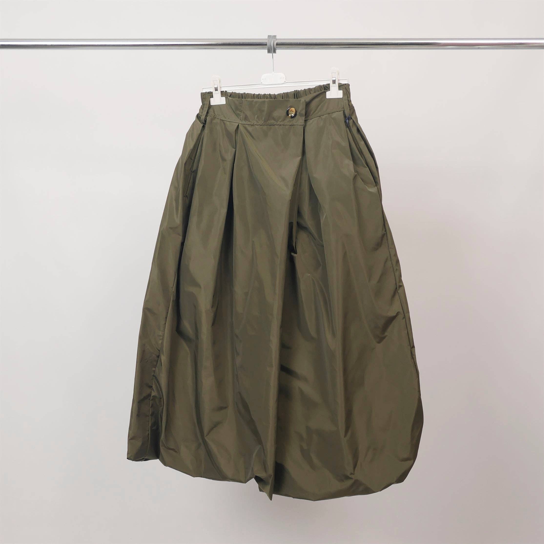 Skulptural Midikjol med Ballongvolym - Khaki