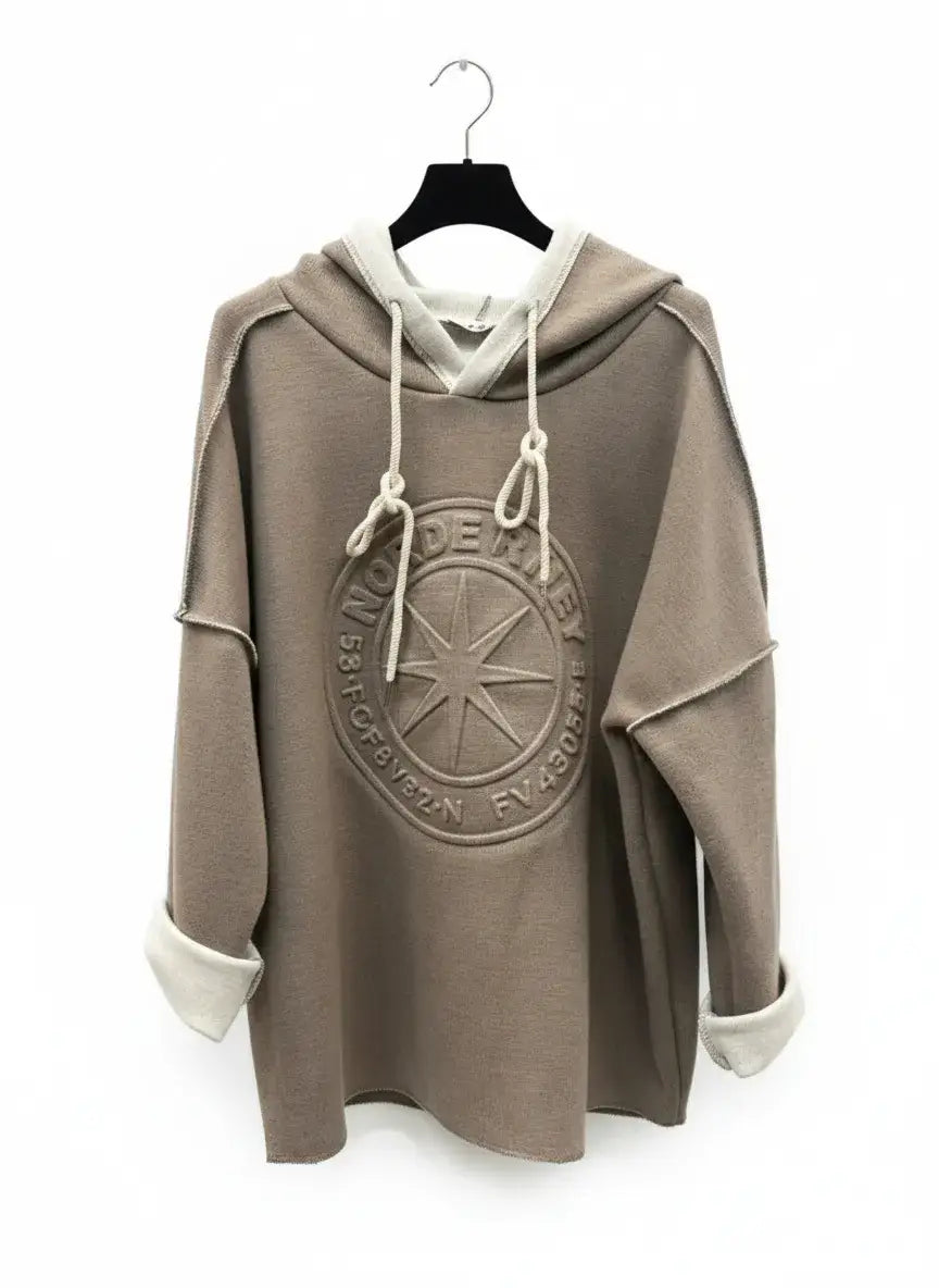 Huvtröja Nordé Rney - Taupe med Reliefmönster