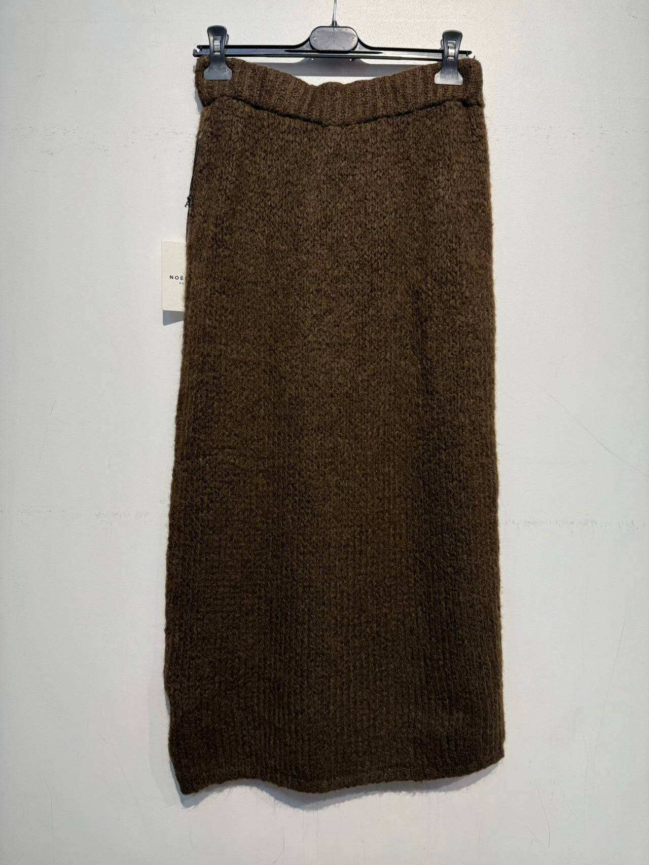 Stickad kjol med alpacka - Choklad