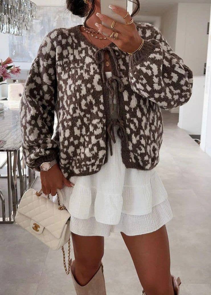 Leopardmönstrad ulltröja-Marron