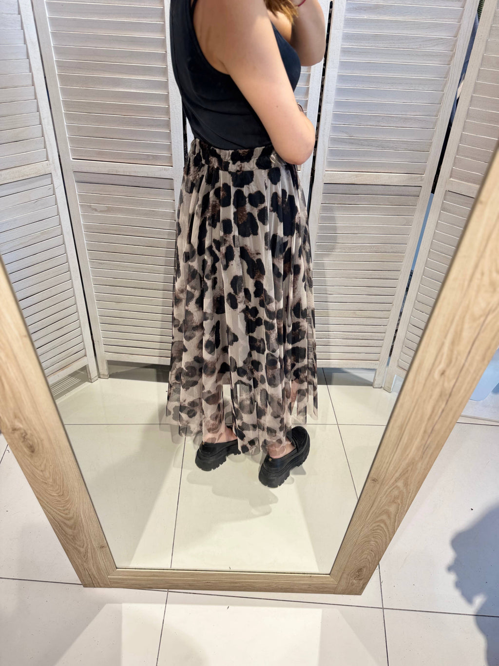 Long tulle skirt with print