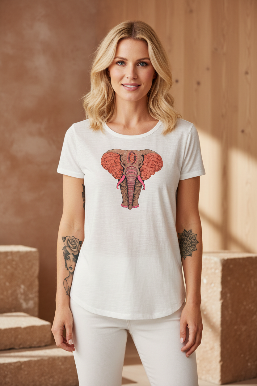 Elefant t-shirt korallrosa