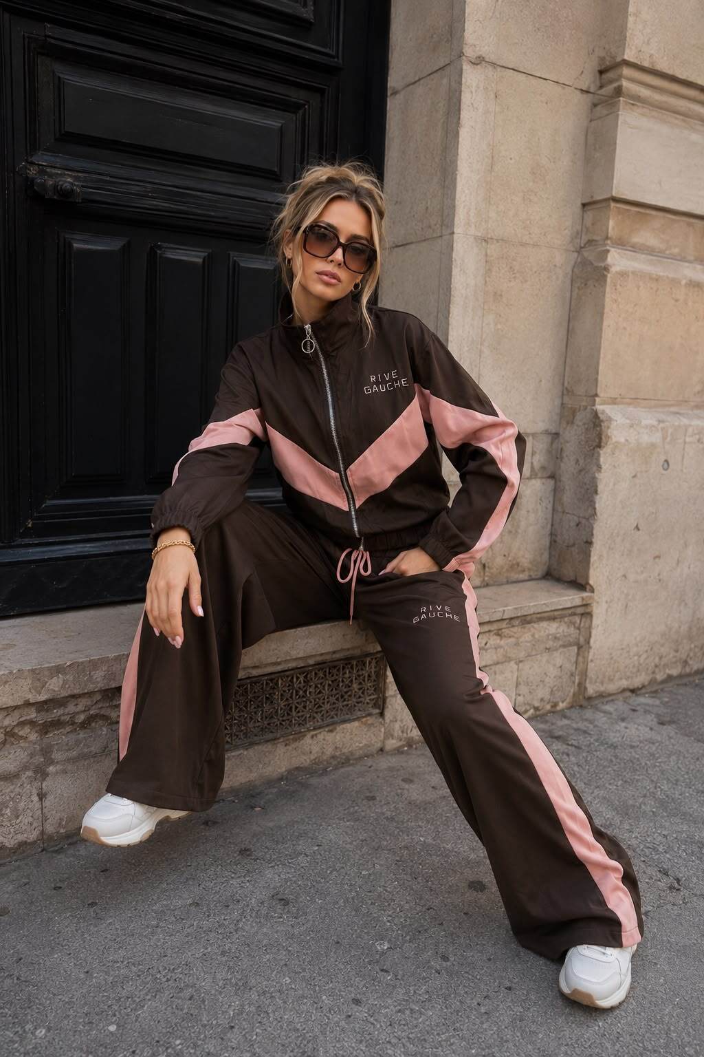 Rive Gauche Set – Zip-Up Jacka & Wide-Leg Byxor