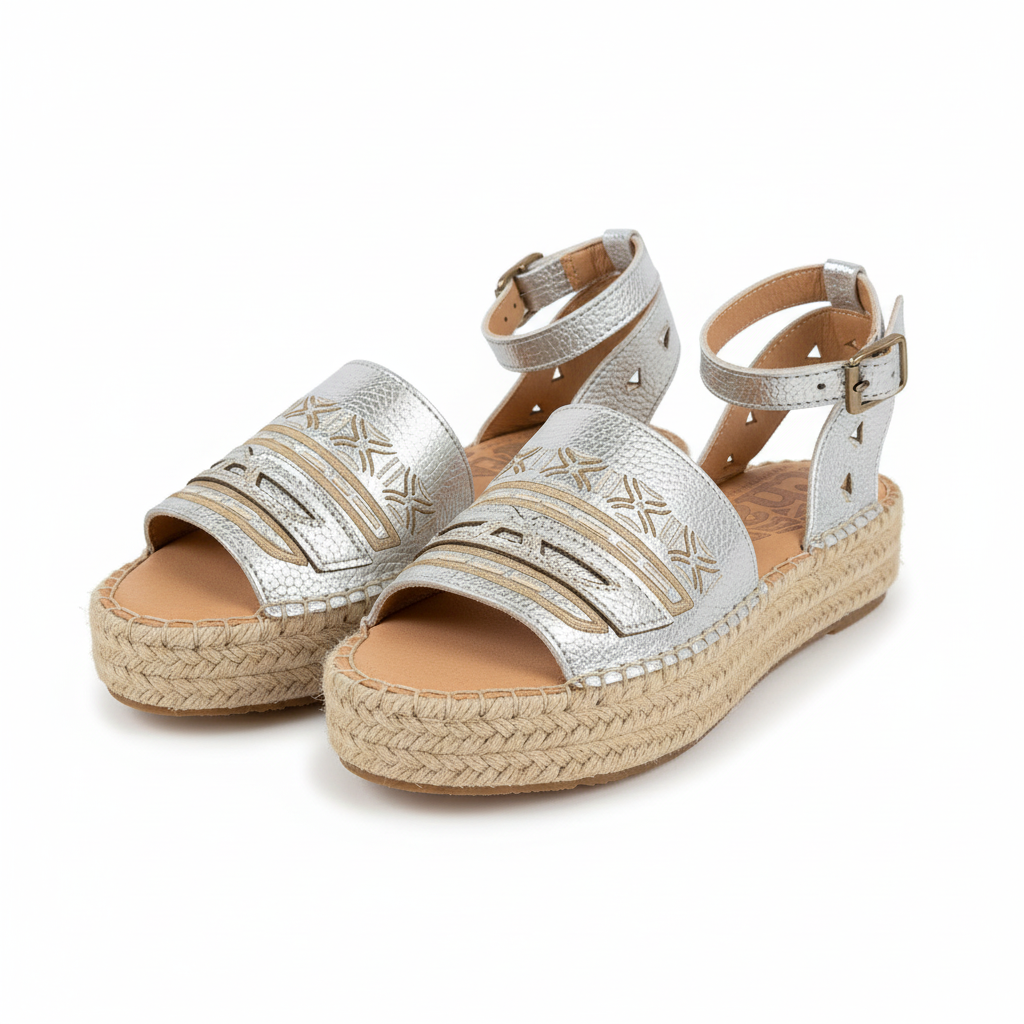 Espadrilles vit bakgrund tre-kvarts vy