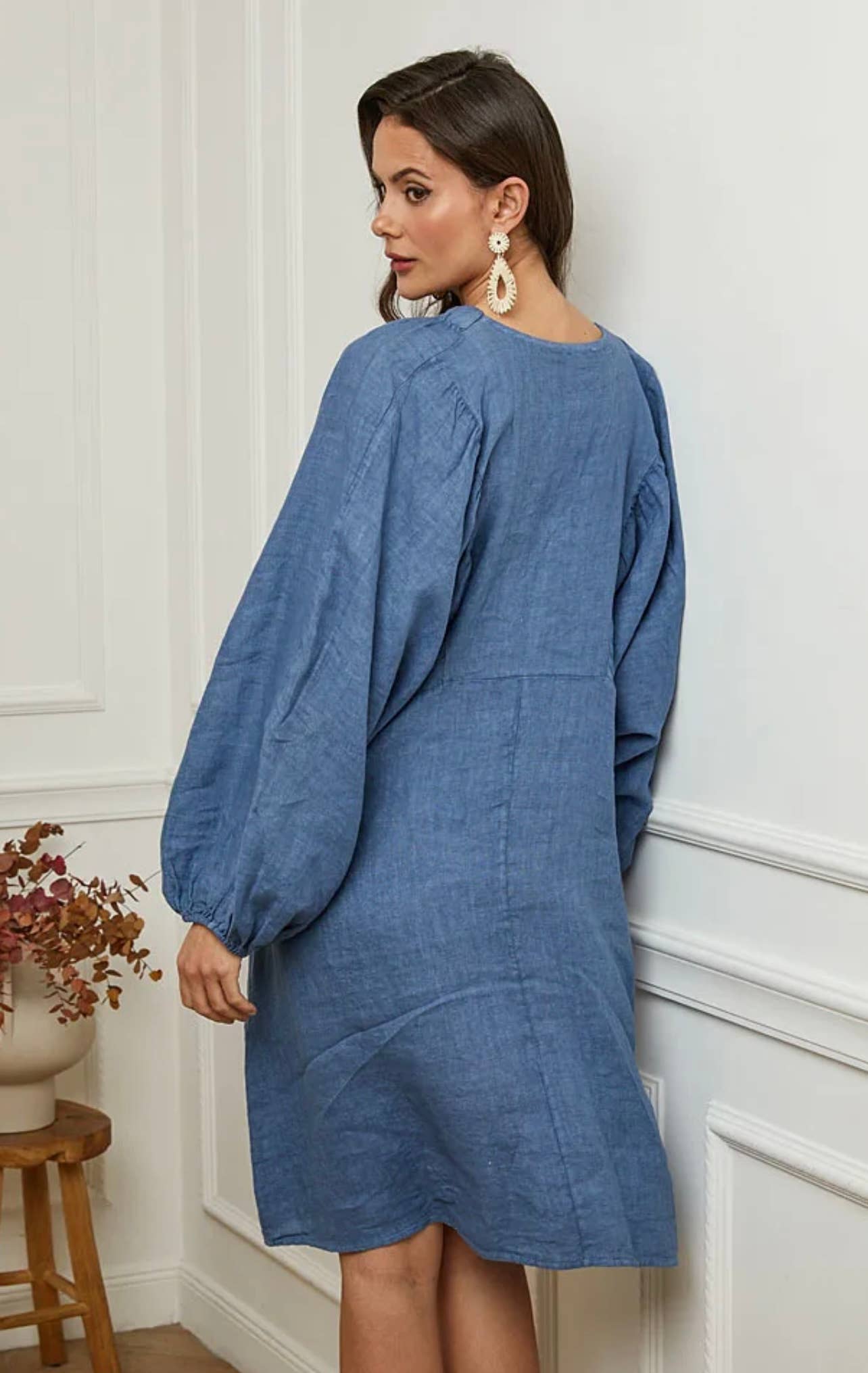 Elva Linen Dress – 100% Linne Blå Jeans