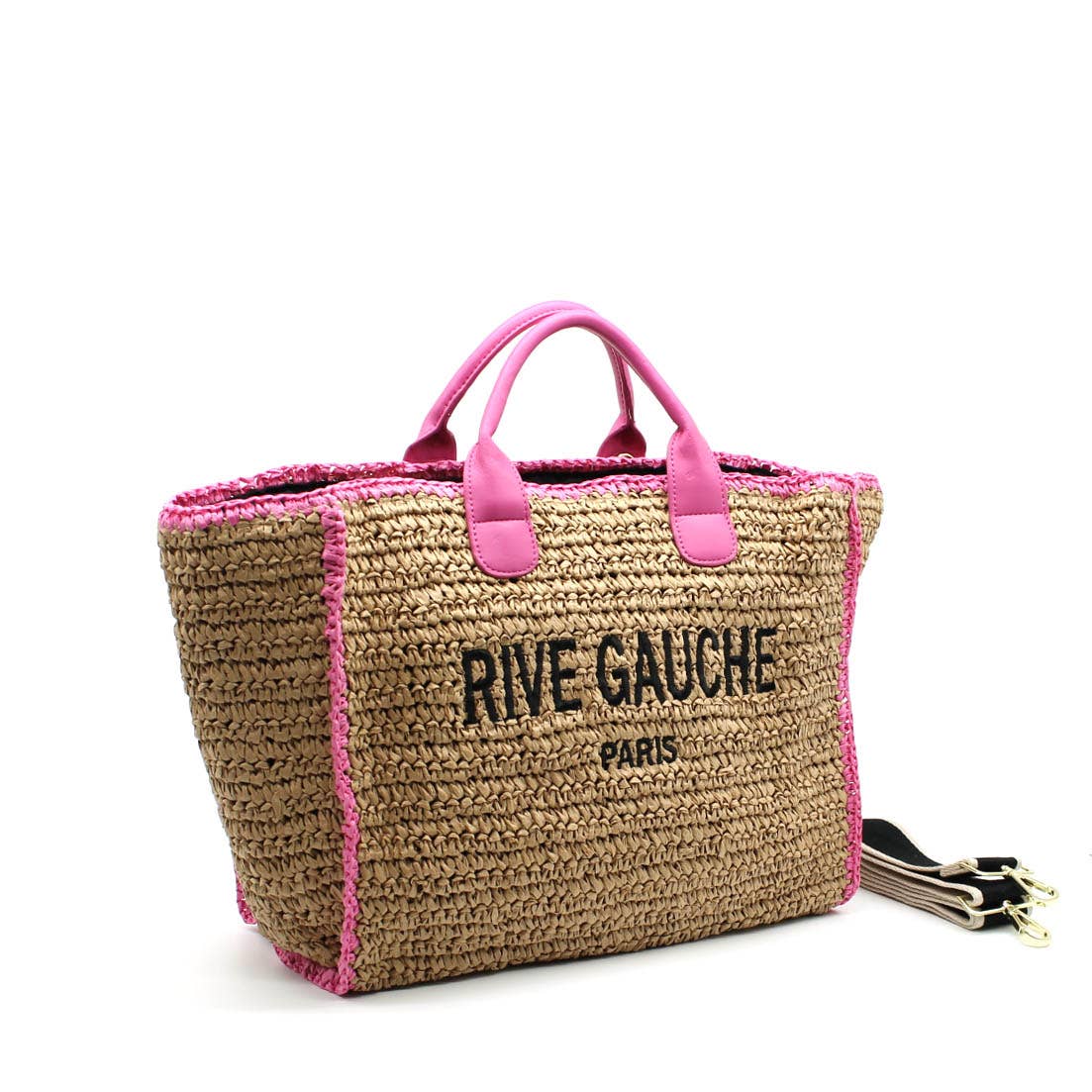 CROCHET RIVE GAUCHE tvåfärgad vävd tygväska - Rosa