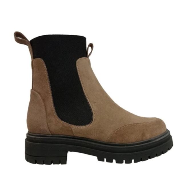 "Else" Chunky Chelsea Boot – Svart/ Brun Mocka