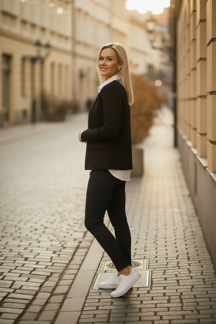 Franco Cardigan – Vit skjorta, pose 1