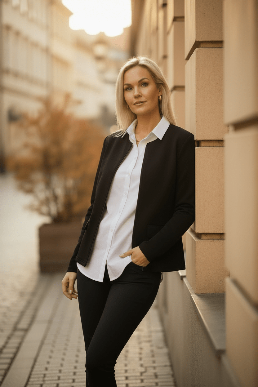 Franco Cardigan – Vit skjorta, pose 2