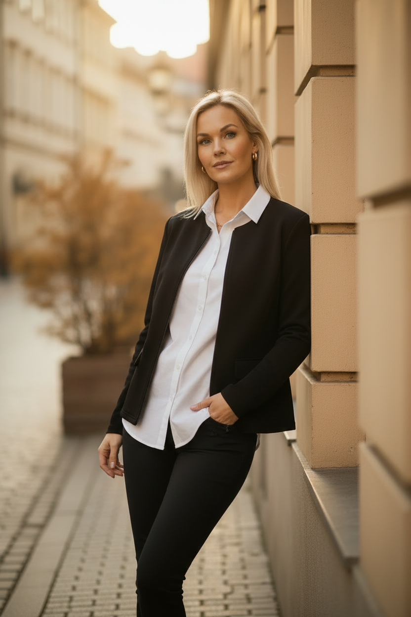 Franco Cardigan – Vit skjorta, pose 2