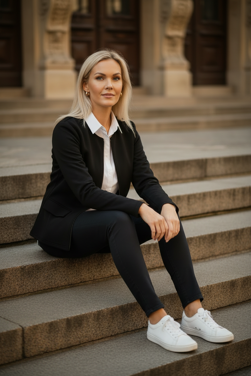 Franco Cardigan – Vit skjorta, pose 3