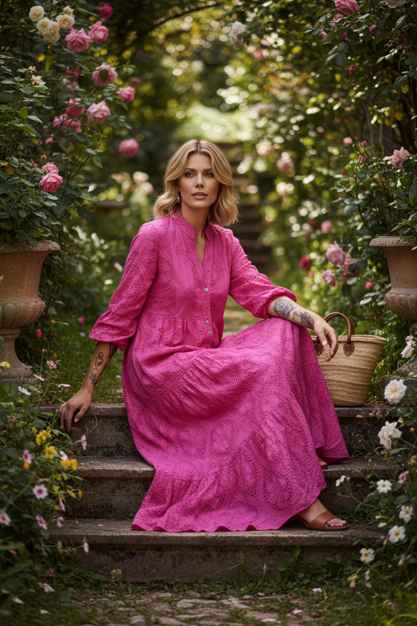 Fuchsia Maxi Dress Garden Steps Premium