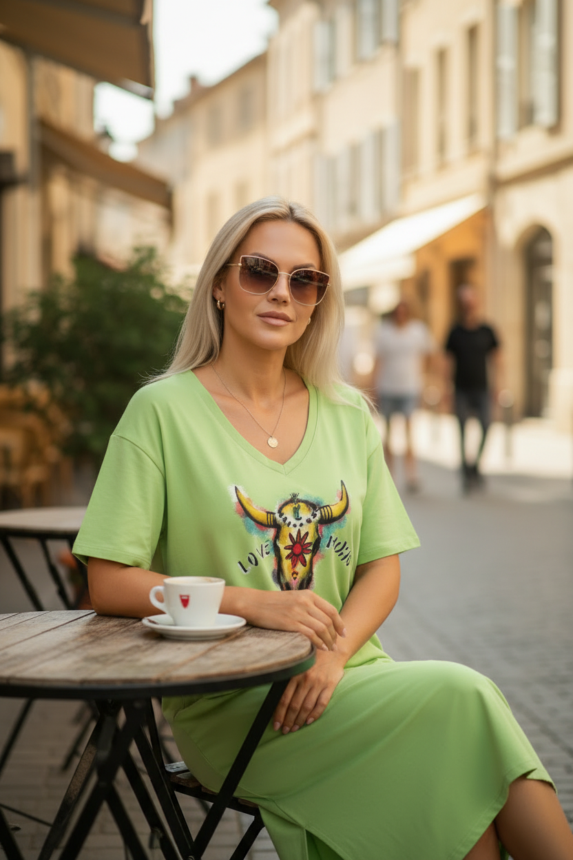 Grön klänning – café