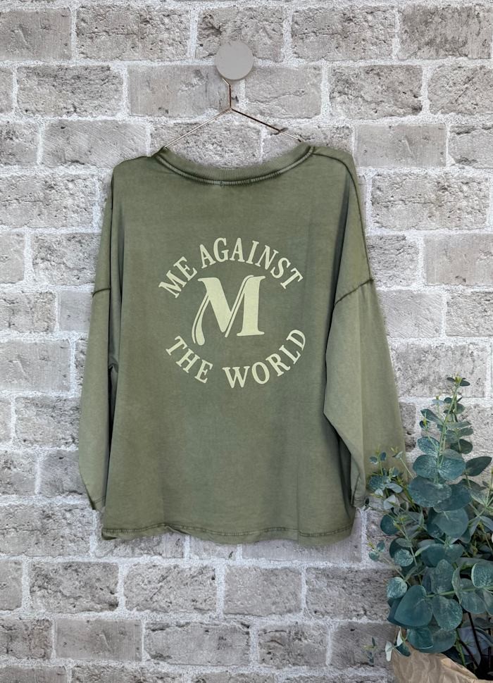 Median Sweatshirt Me Against The World - Kaki Onesize