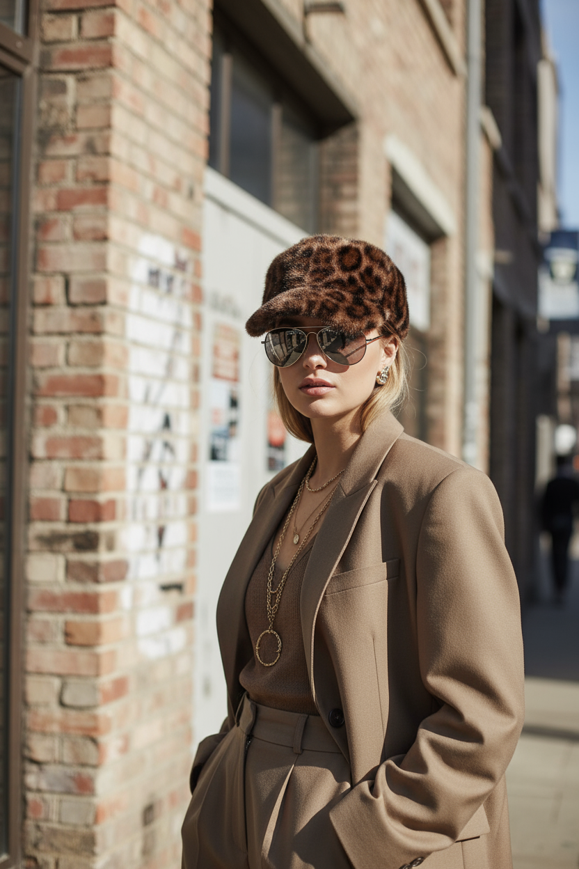 Leo keps fake fur brun