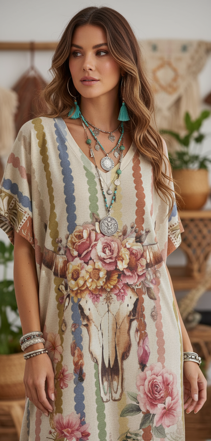 Boho Skull Maxi Klänning