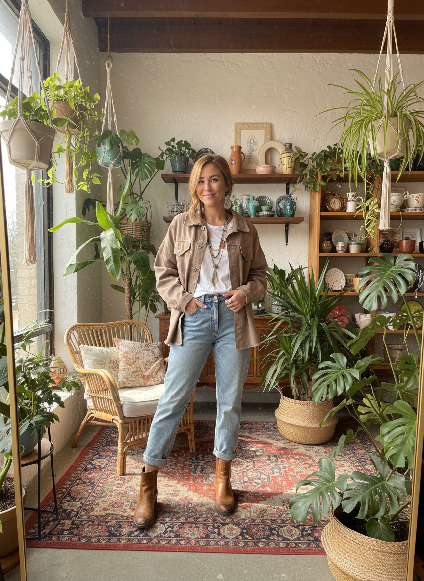 Handpainted Frida Style jacket - brun