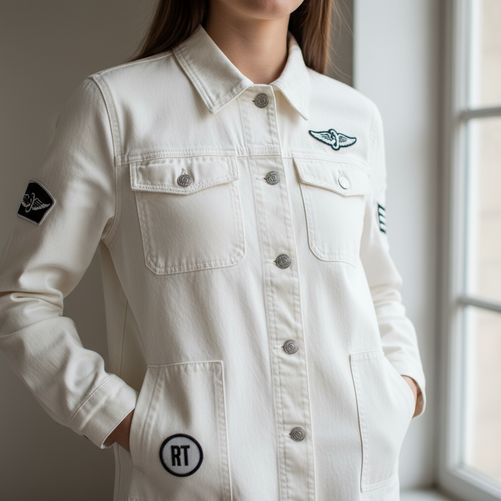 Foxy Long denim jacket - White