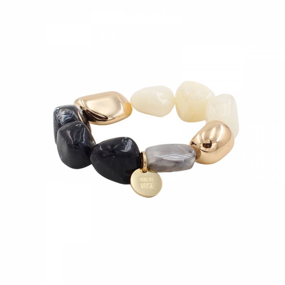 Armband Resin Multicolor - Organiska pärlor med gulddetaljer