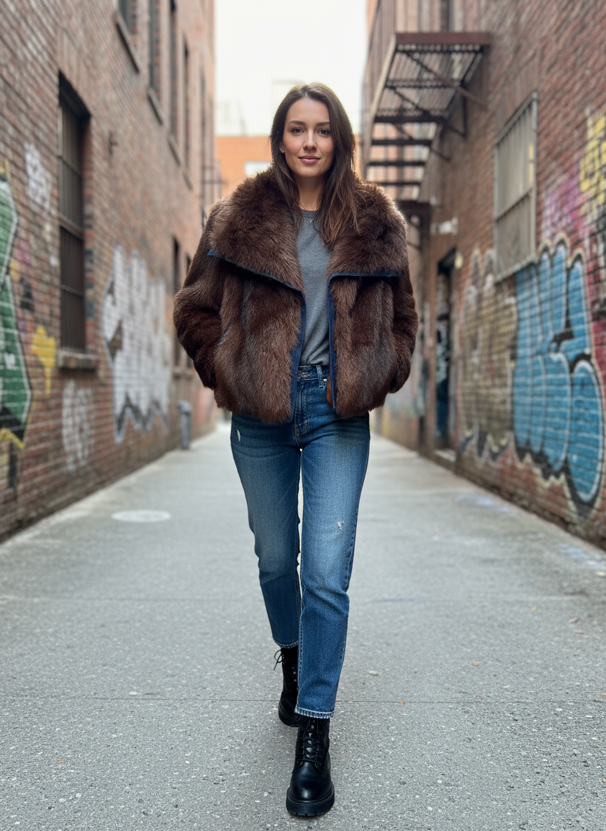 Fake Fur Denim Jacket