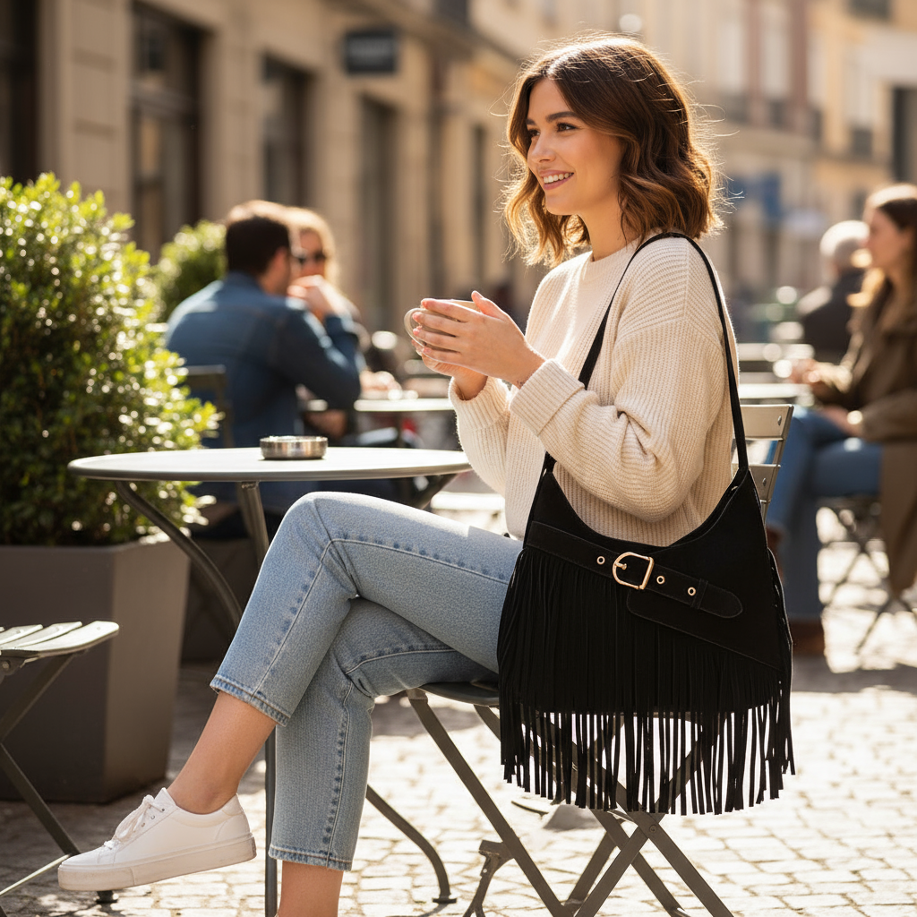 Bestini Fringe Bag - Black