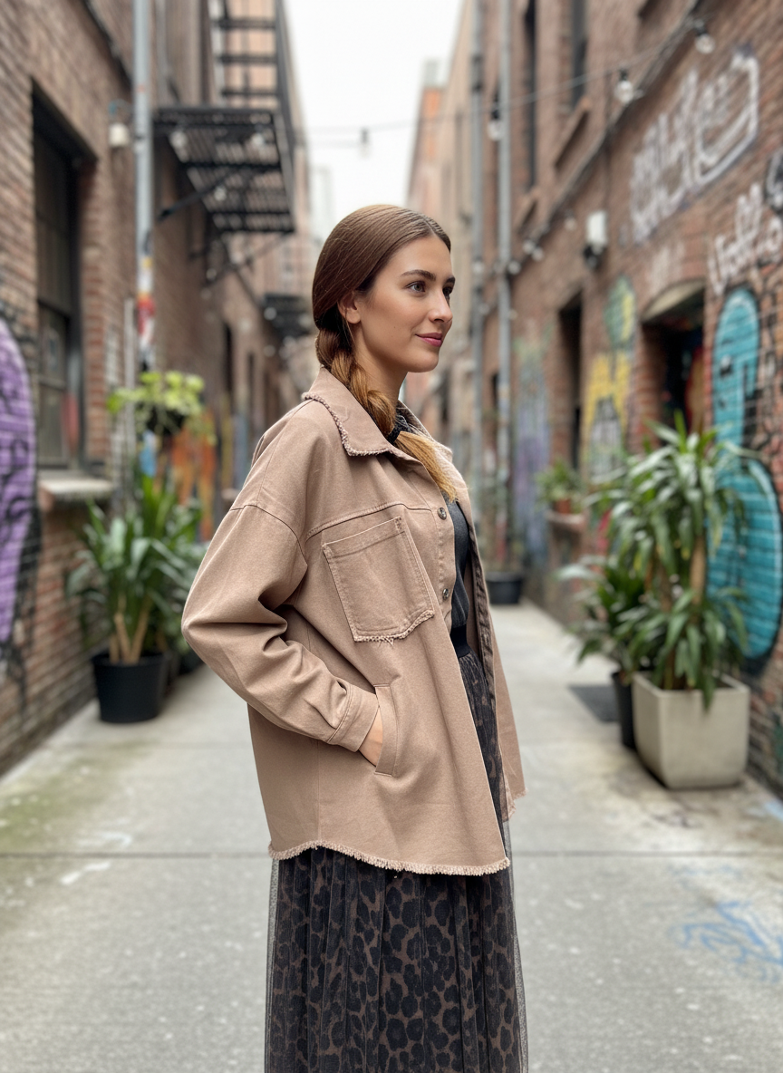 Handpainted Frida Style jacket - brun