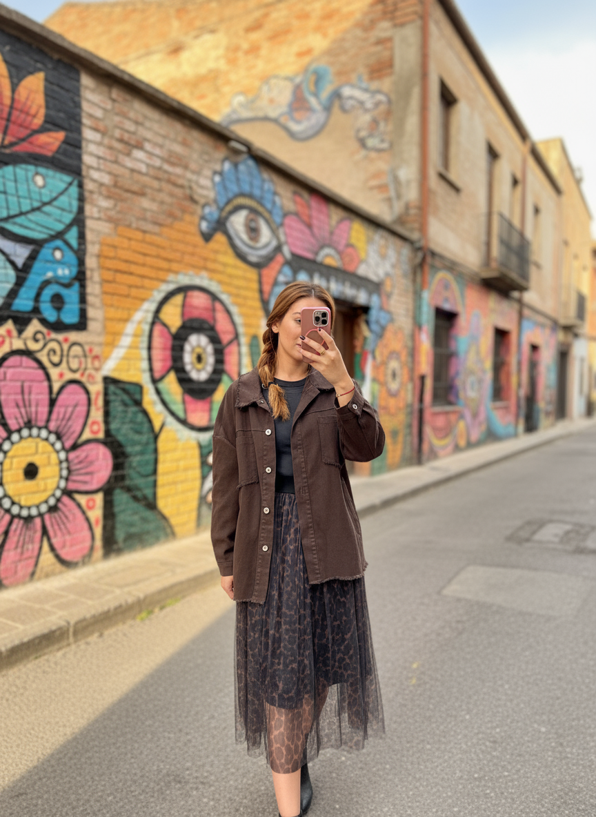 Handpainted Frida Style jacket - dark maroon