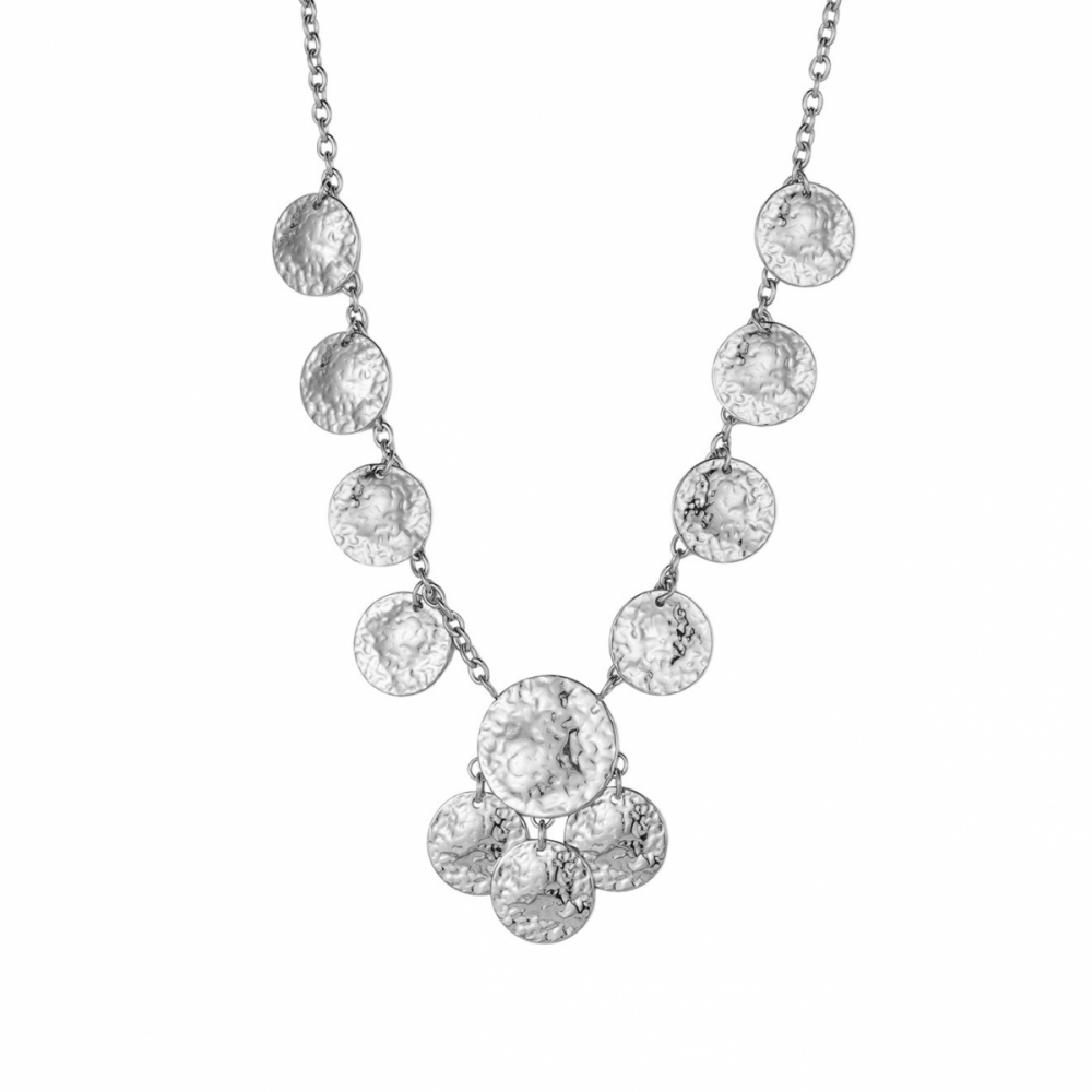 Halsband Mynt Silver - Hamrade silverpläterade detaljer