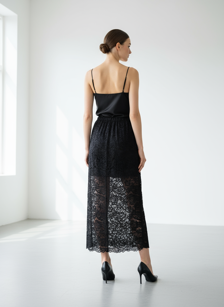 Lace skirt black