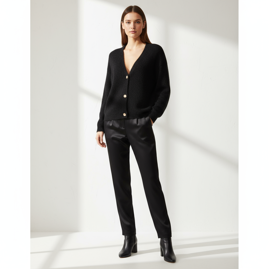 John Cardigan Alpacka Svart