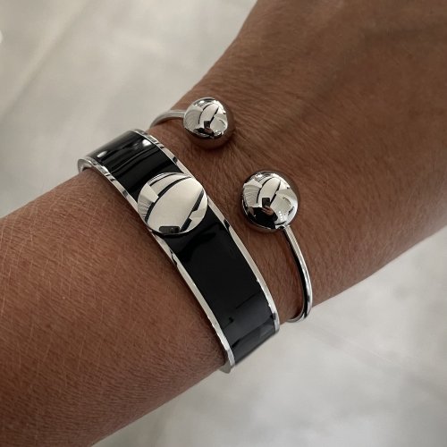Capri Enamel Large Bracelet Black/Silver