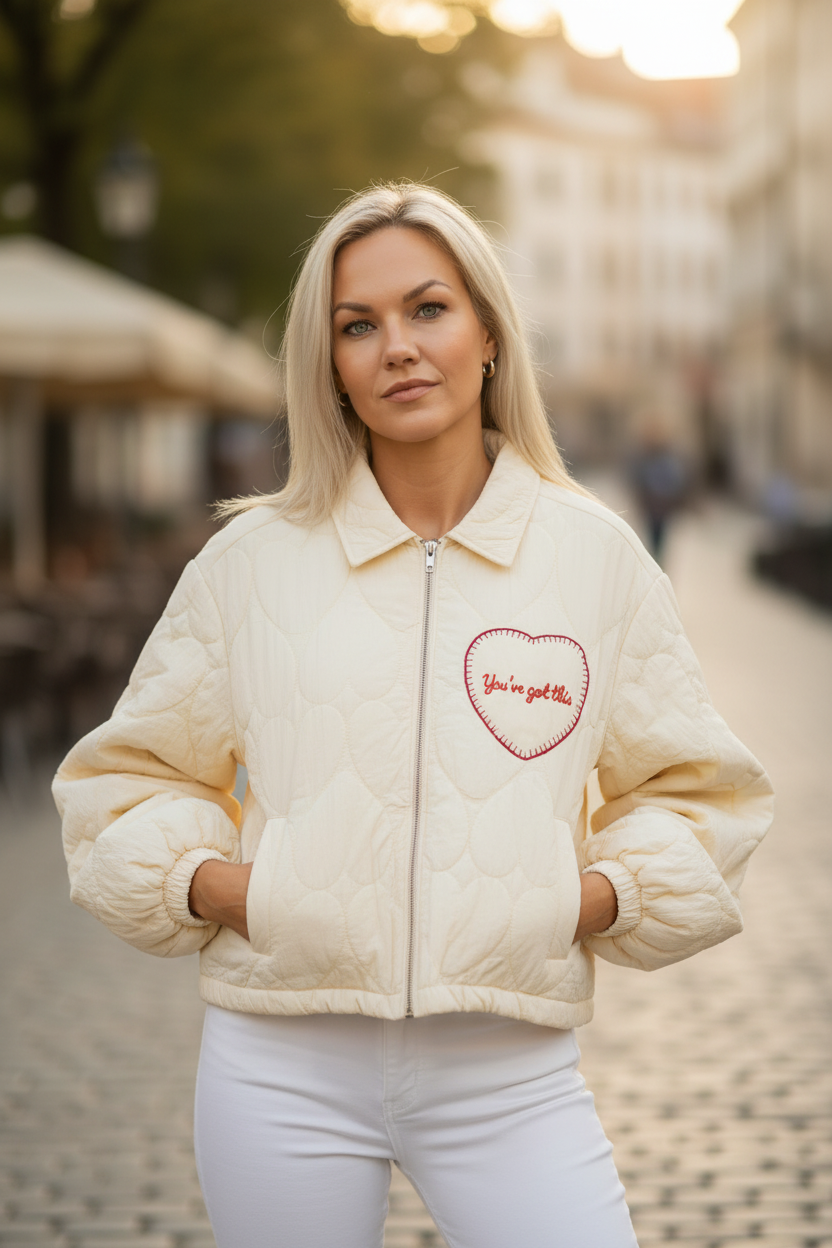 Jacka framsida hjärtquilt
