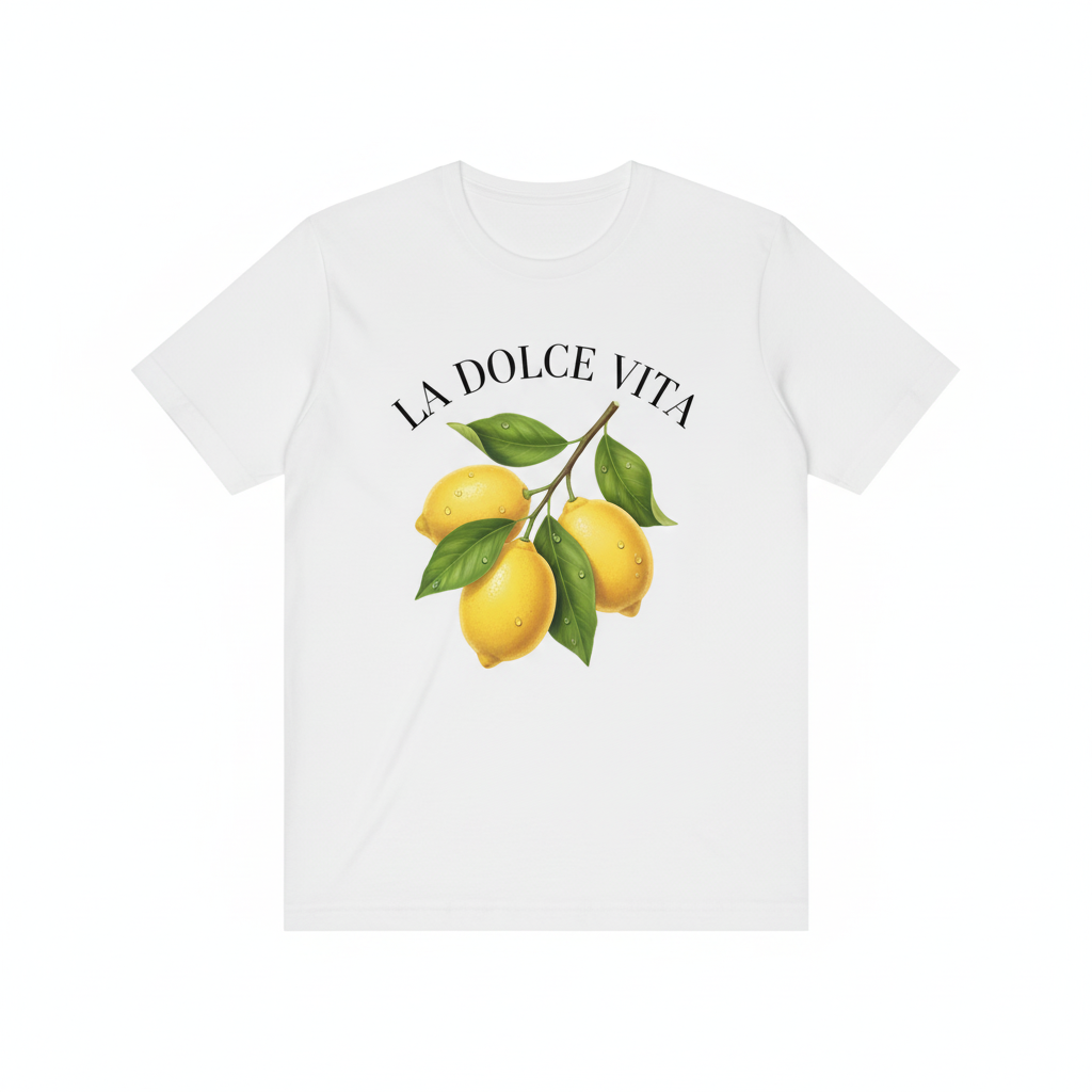 La Dolce Vita – Text ovanför citronerna