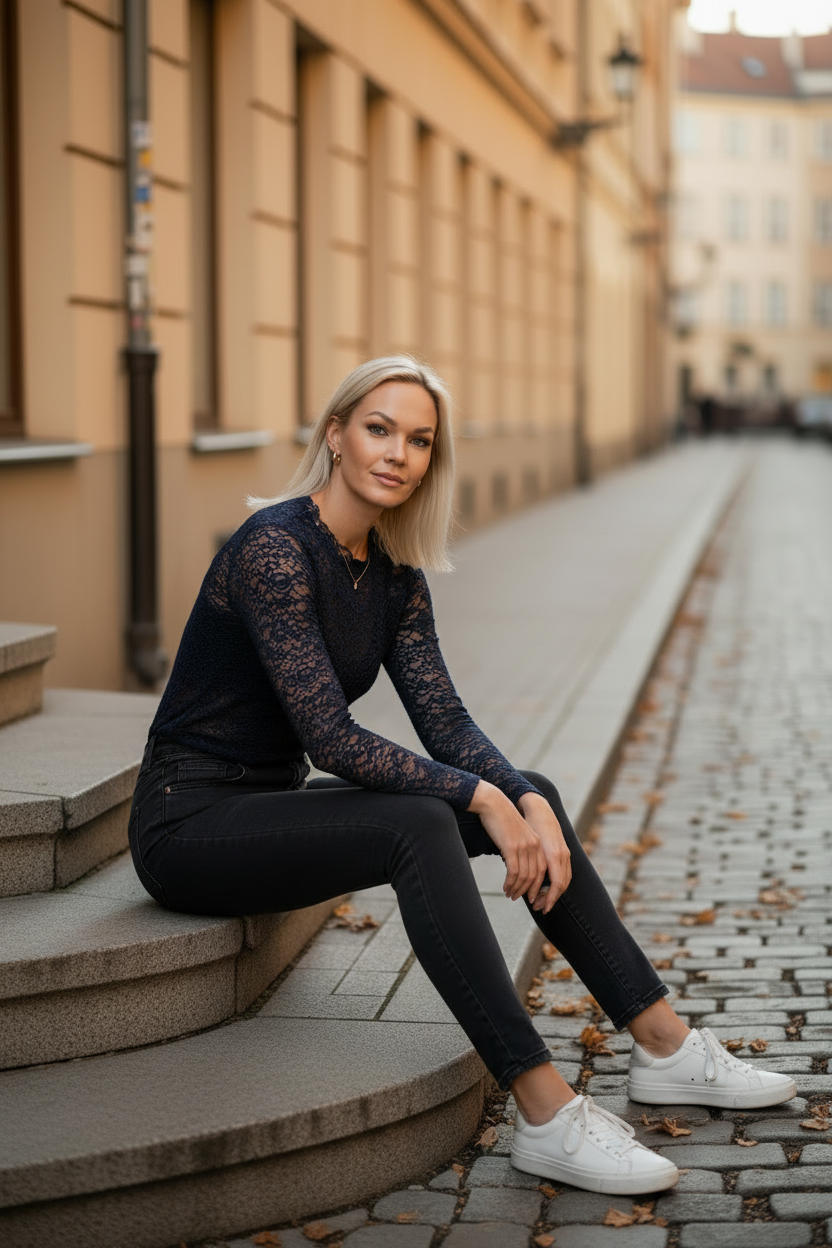 Lace top pose 1