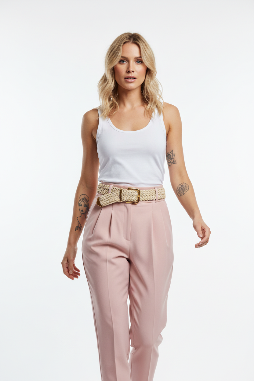 Light pink trousers - walking pose