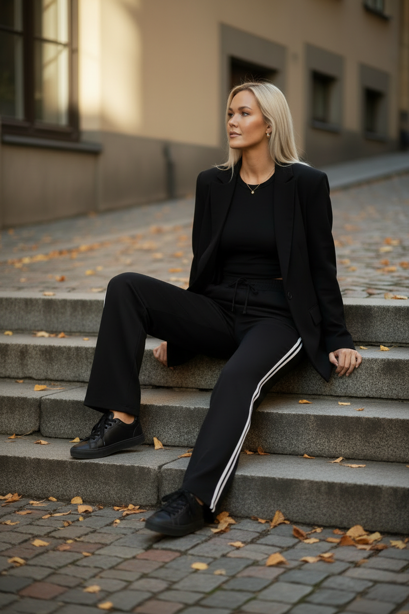 Med jacka – sitting