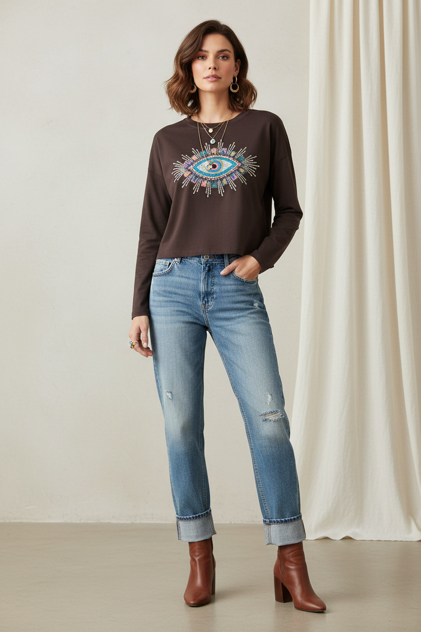 Midjekort med jeans