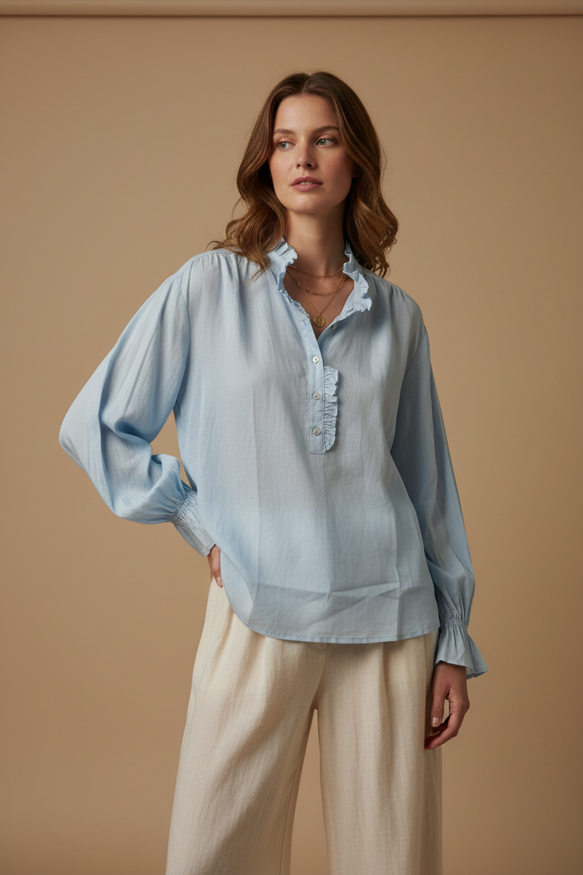 Modell studio porträtt blå