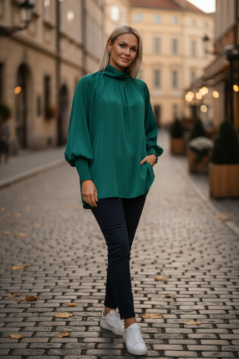 Modellbild 1 – grön blus