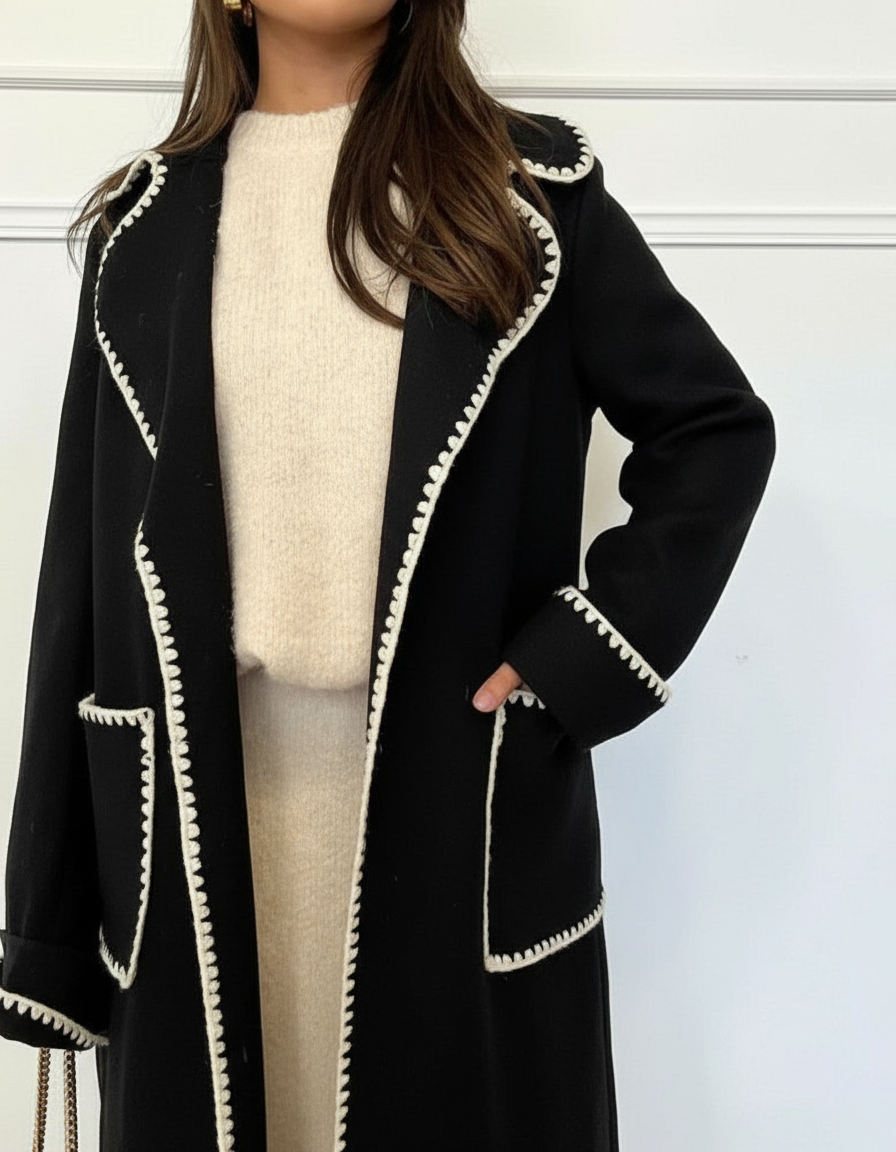 Modellbild av kappan - närbild på detaljer